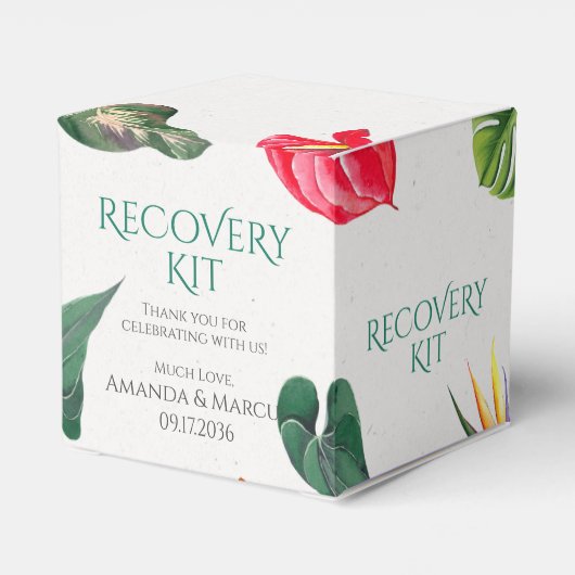 Tropische Blume Klassisches Hochzeitskit für Erhol Geschenkschachtel (Rückseite)