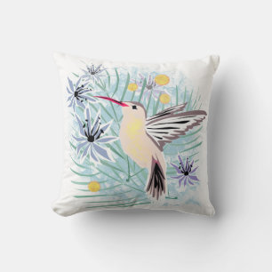 Tropische Blume, Kolibris. Kissen