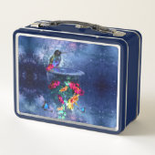 Tropische Blume, Kolibris personalisiert Metall Brotdose (Rückseite)