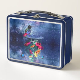 Tropische Blume, Kolibris personalisiert Metall Brotdose