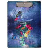 Tropische Blume, Kolibris, Schmetterlinge und Ster Klemmbrett (Vorderseite)