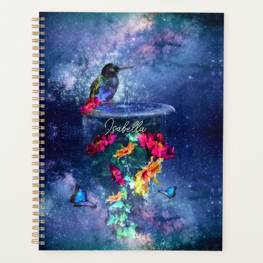 Tropische Blume, Kolibris, Schmetterlinge und Ster Planer (Vorderseite)