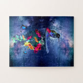 Tropische Blume, Kolibris, Schmetterlinge und Ster Puzzle (Horizontal)