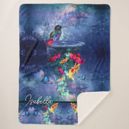 Tropische Blume, Kolibris, Schmetterlinge und Ster Sherpadecke