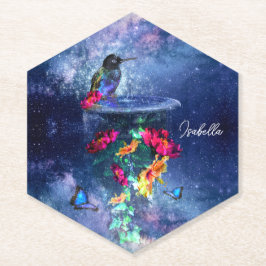 Tropische Blume, Kolibris, Schmetterlinge und Ster Untersetzer