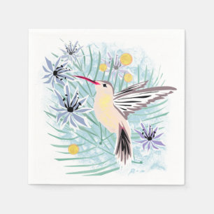 Tropische Blume, Kolibris. Serviette
