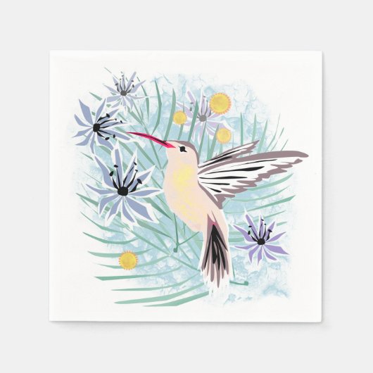 Tropische Blume, Kolibris. Serviette (Vorderseite)