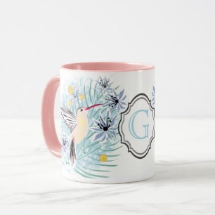 Tropische Blume, Kolibris. Tasse