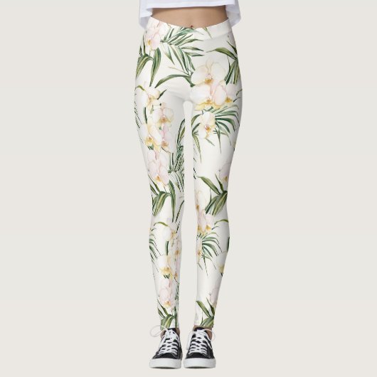 Tropische Blume Leggings (Vorderseite)