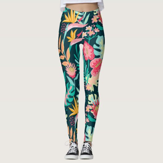 Tropische Blume Leggings (Vorderseite)