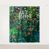 Tropische Blume Licht Aloha Party Hintergrund Wandteppich (Vorderseite)