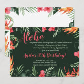 Tropische Blume Luau Einladung (Vorne/Hinten)