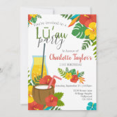 Tropische Blume Luau Party Einladung (Vorderseite)