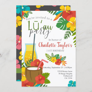 Tropische Blume Luau Party Einladung