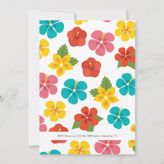 Tropische Blume Luau Party Einladung (Rückseite)
