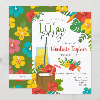 Tropische Blume Luau Party Einladung