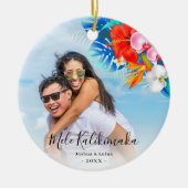 Tropische Blume Mele Kalikimaka Foto Keramik Ornament (Vorne)
