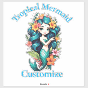 Tropische Blume Mermaid Thunder_Cove Aufkleber
