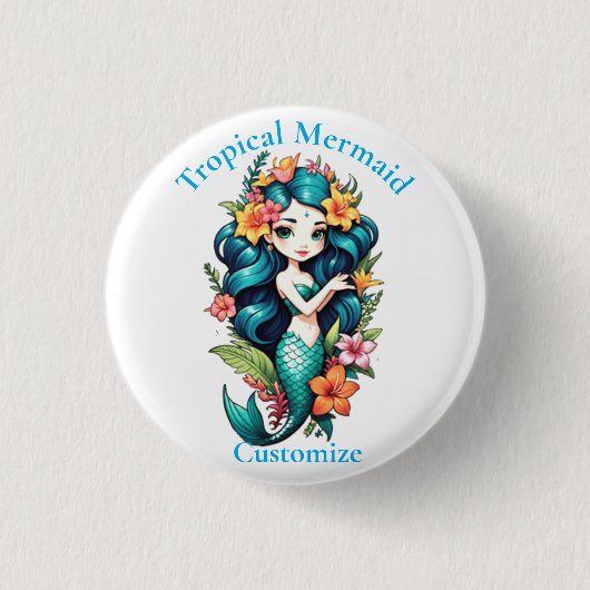 Tropische Blume Mermaid Thunder_Cove Button (Vorderseite)