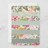Tropische Blume-Minzstreifen-Hochzeit Einladung (Rückseite)