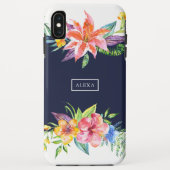 Tropische Blume mit blauem Hintergrund Case-Mate iPhone Hülle (Rückseite)