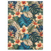 Tropische Blume mit blauen und grünen Blättern Klemmbrett (Rückseite)