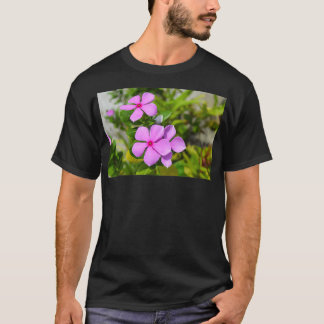Tropische Blume mit grünen Blätter zum Drucken T-Shirt
