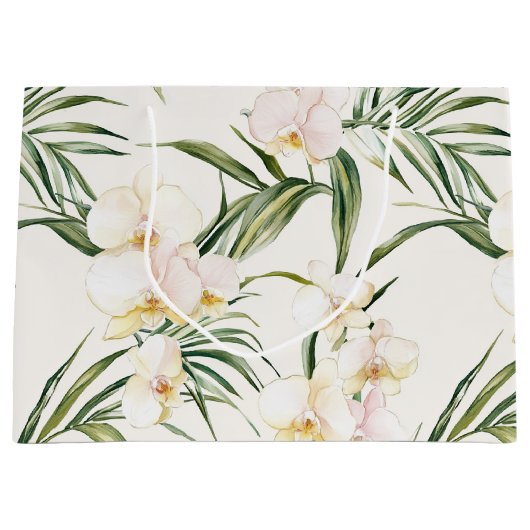 Tropische Blume mit Orchideen Große Geschenktüte (Vorderseite)