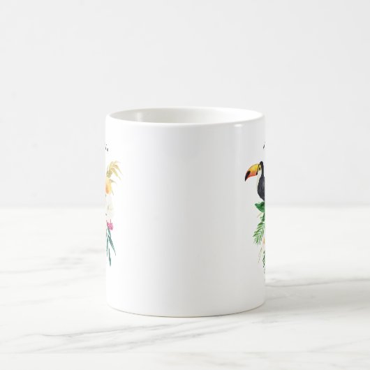 Tropische Blume mit Toucan Custom Kaffeetasse (Mittel)