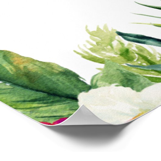 Tropische Blume mit Wasserfarbe Begrüßungszeichen Poster (Ecke)