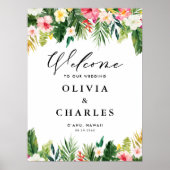 Tropische Blume mit Wasserfarbe Begrüßungszeichen Poster (Vorne)