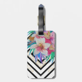 Tropische Blume mit Wasserfarbe Gepäckanhänger (Rückseite vertikal)