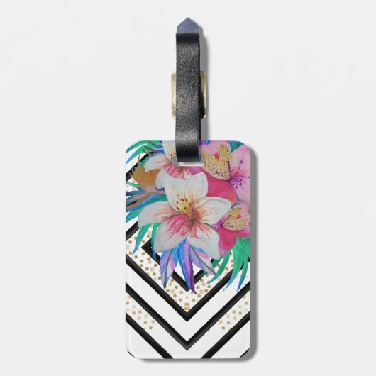Tropische Blume mit Wasserfarbe Gepäckanhänger (Rückseite vertikal)