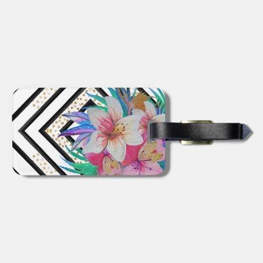 Tropische Blume mit Wasserfarbe Gepäckanhänger (Rückseite horizontal)