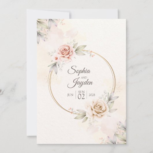 Tropische Blume mit Wasserfarbe Hochzeitsfeiern Einladung (Vorderseite)