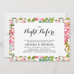 Tropische Blume Moderne Hochzeitsprobe Dinner Einladung