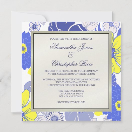 Tropische Blume + Monogramm, Einladungen (Rückseite)