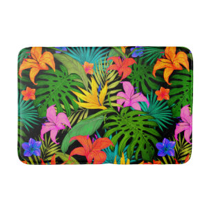 Tropische Blume Monstera Blatt Hawaii farbenfroh Badematte