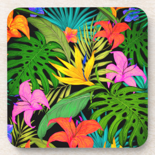 Tropische Blume Monstera Blatt Hawaiian farbenfroh Getränkeuntersetzer