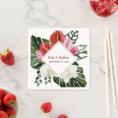 Tropische Blume Monstera Leaf Botanische Hochzeit Serviette (Beispiel)