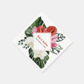 Tropische Blume Monstera Leaf Botanische Hochzeit Serviette (Ecke)