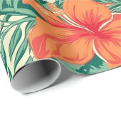 Tropische Blume Muster Hawaiianvibe Geschenkpapier (Rolleneckpunkt)