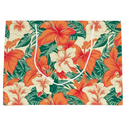 Tropische Blume Muster Hawaiianvibe Große Geschenktüte (Vorderseite)