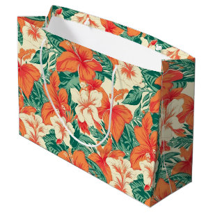 Tropische Blume Muster Hawaiianvibe Große Geschenktüte