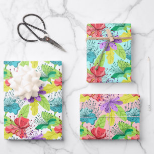 tropische Blume nahtlos Geschenkpapier Set