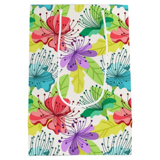 tropische Blume nahtlos Mittlere Geschenktüte (Rückseite)