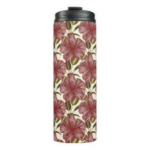 tropische Blume nahtlos Rote Blume Thermosbecher