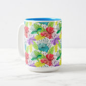 tropische Blume nahtlos Zweifarbige Tasse (Vorderseite Links)