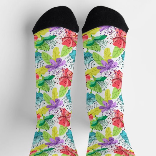 Tropische Blume nahtlose Mustersocken Socken (Oben)