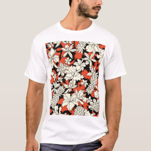 Tropische Blume Nahtloses exotisches Muster T-Shirt